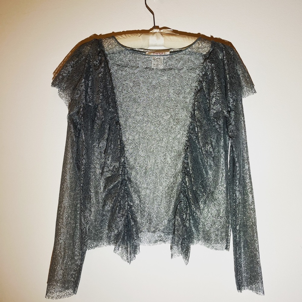 (M) Jucca metallic lace flounce top